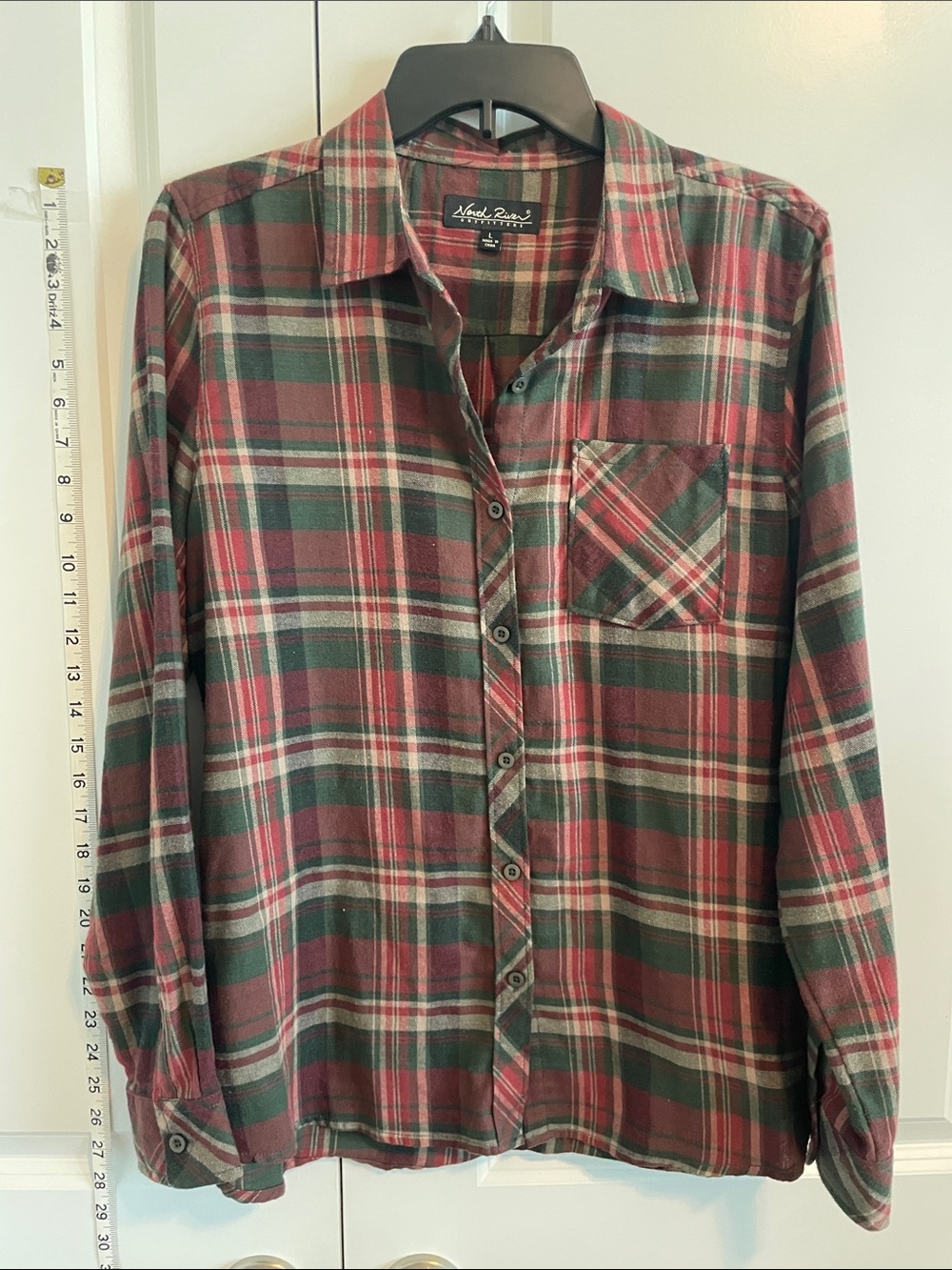Women’s Red & Green Plaid Button-Up Shirt